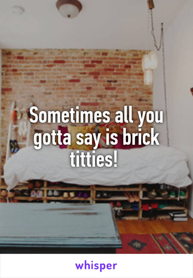 Sometimes all you gotta say is brick titties! 