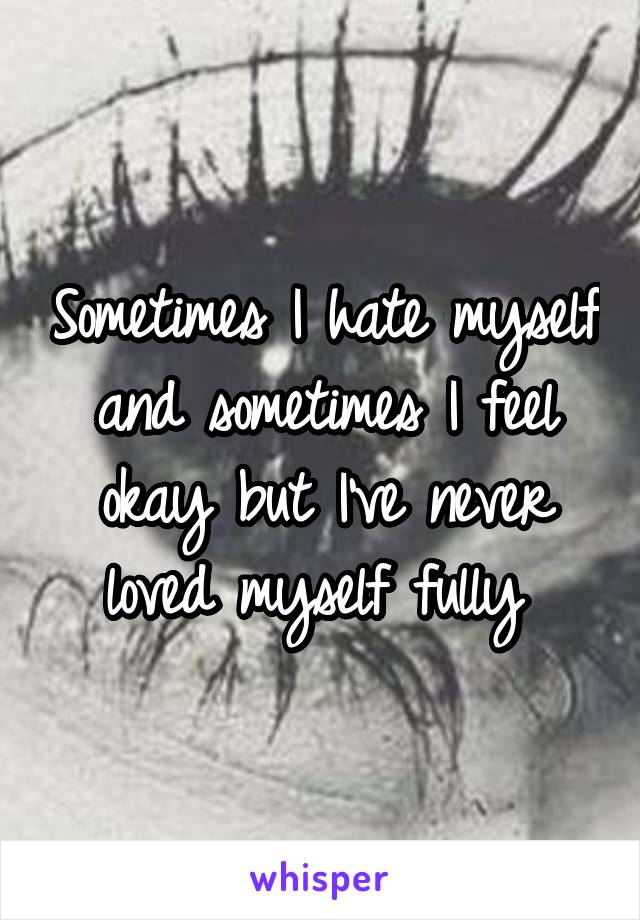 Sometimes I hate myself and sometimes I feel okay but I've never loved myself fully 