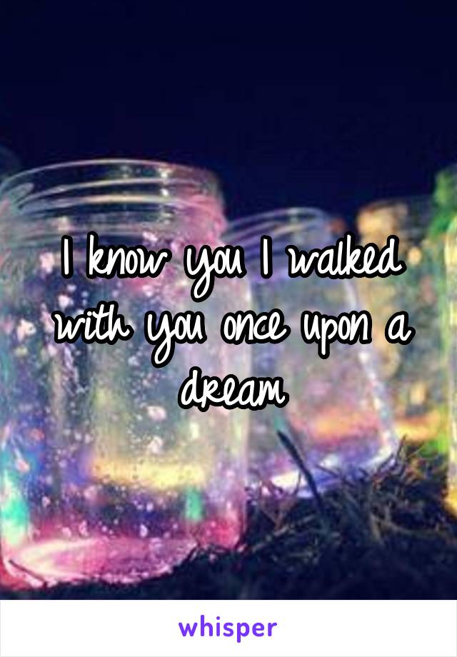 I know you I walked with you once upon a dream