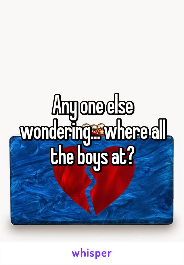 Any one else wondering... where all the boys at?