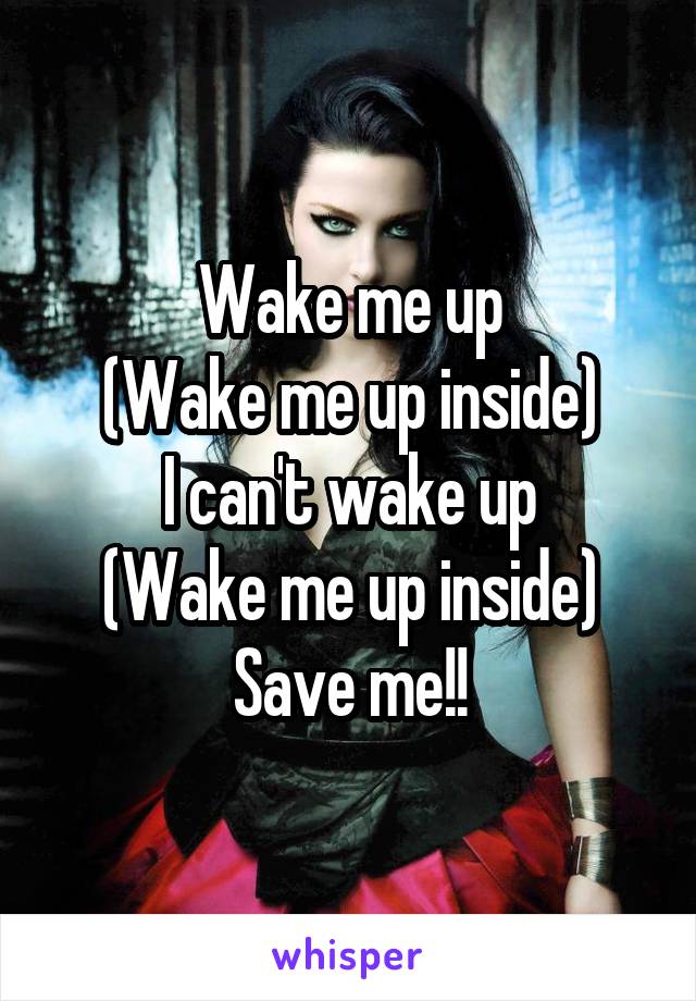 Wake me up
(Wake me up inside)
I can't wake up
(Wake me up inside)
Save me!!