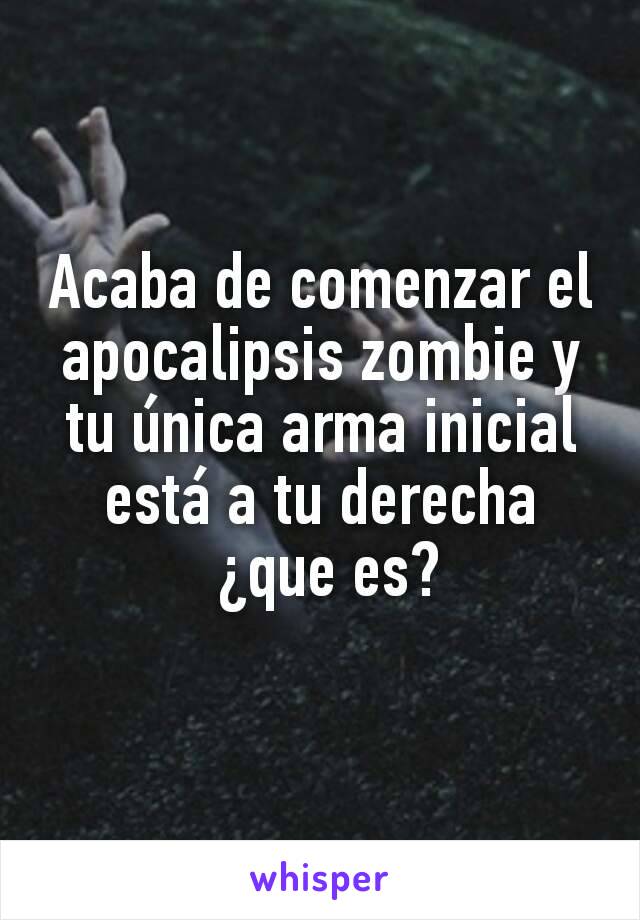 Acaba de comenzar el apocalipsis zombie y tu única arma inicial está a tu derecha
 ¿que es?
