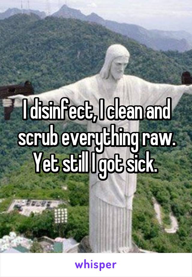 I disinfect, I clean and scrub everything raw. Yet still I got sick. 