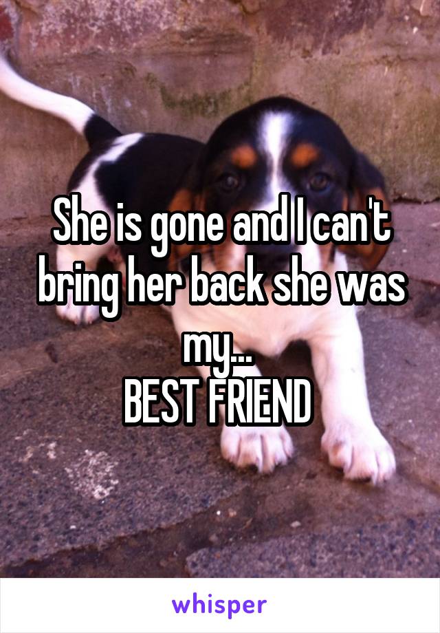 She is gone and I can't bring her back she was my... 
BEST FRIEND 