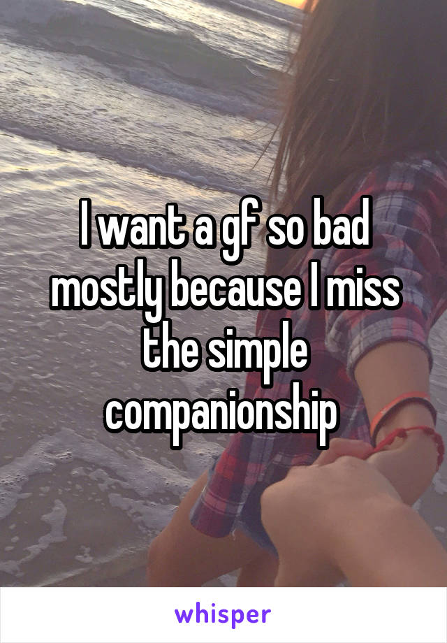 I want a gf so bad mostly because I miss the simple companionship 