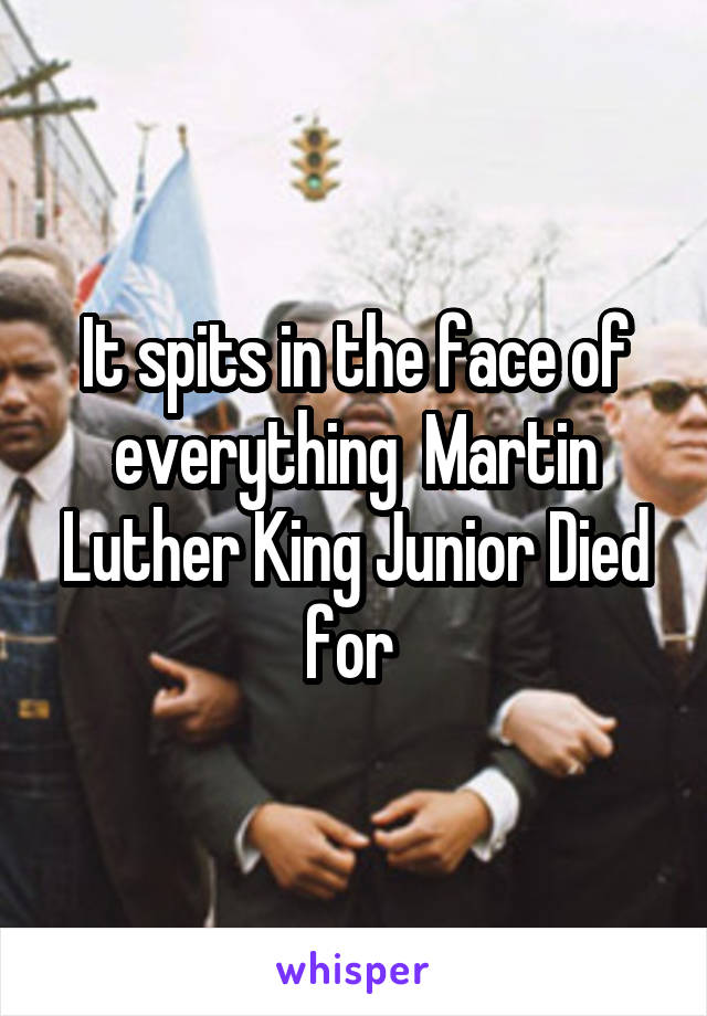 It spits in the face of everything  Martin Luther King Junior Died for 