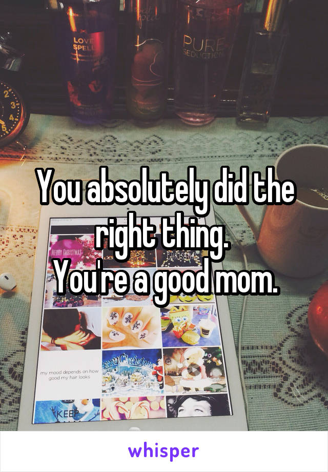 You absolutely did the right thing. 
You're a good mom.