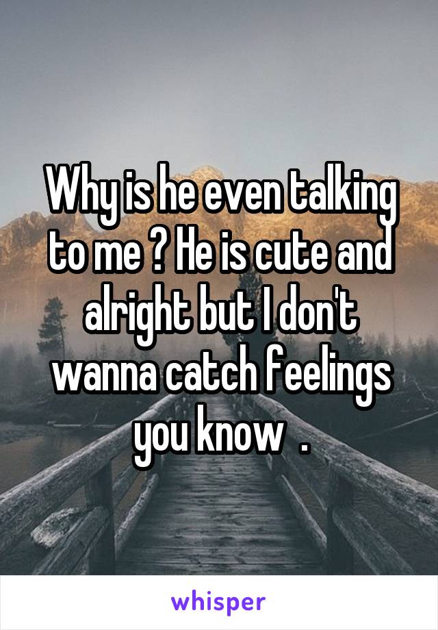 Why is he even talking to me ? He is cute and alright but I don't wanna catch feelings you know  .