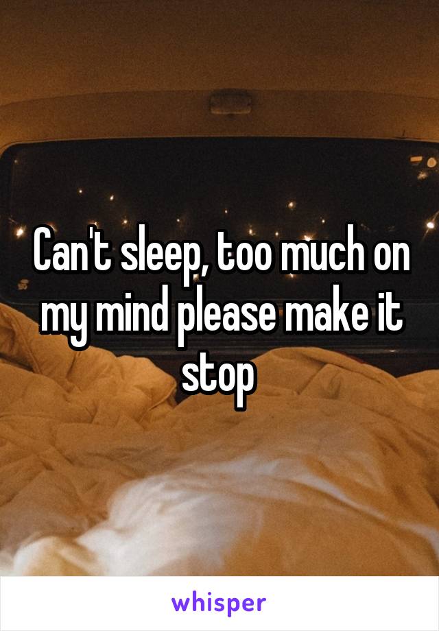 Can't sleep, too much on my mind please make it stop 