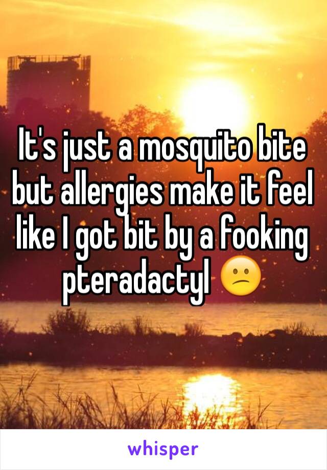 It's just a mosquito bite but allergies make it feel like I got bit by a fooking pteradactyl 😕