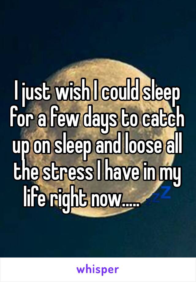 I just wish I could sleep for a few days to catch up on sleep and loose all the stress I have in my life right now..... 💤