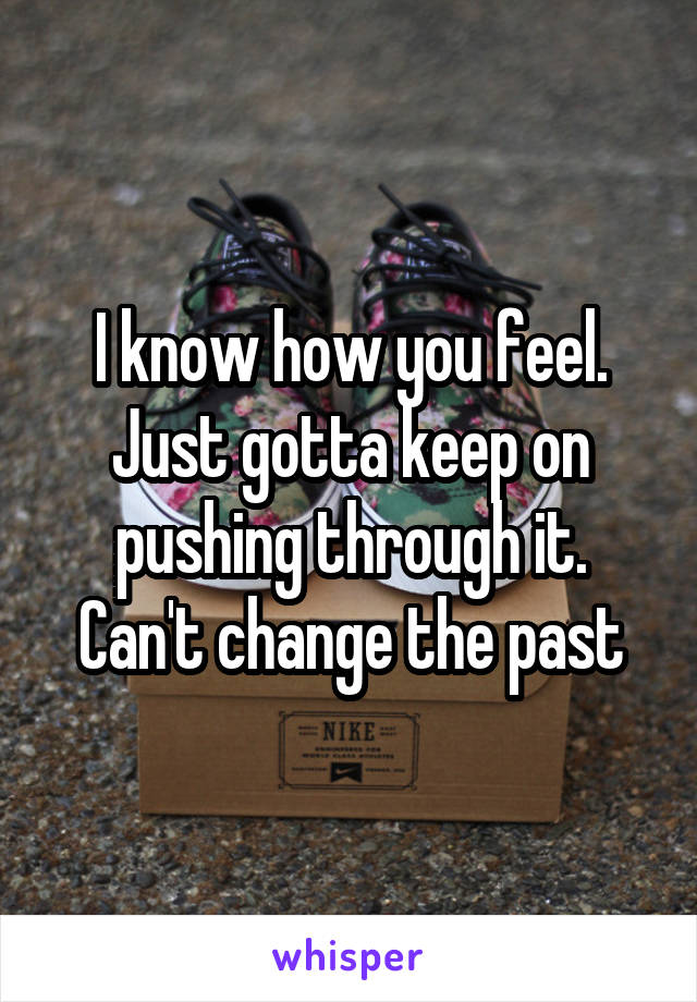 I know how you feel. Just gotta keep on pushing through it. Can't change the past