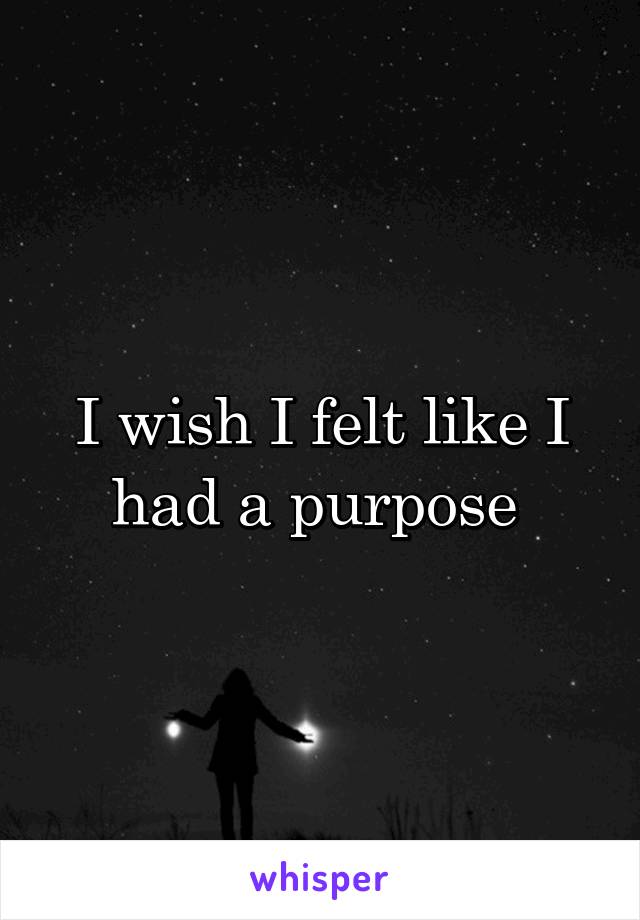 I wish I felt like I had a purpose 