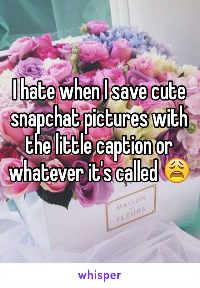 I hate when I save cute snapchat pictures with the little caption or whatever it's called 😩