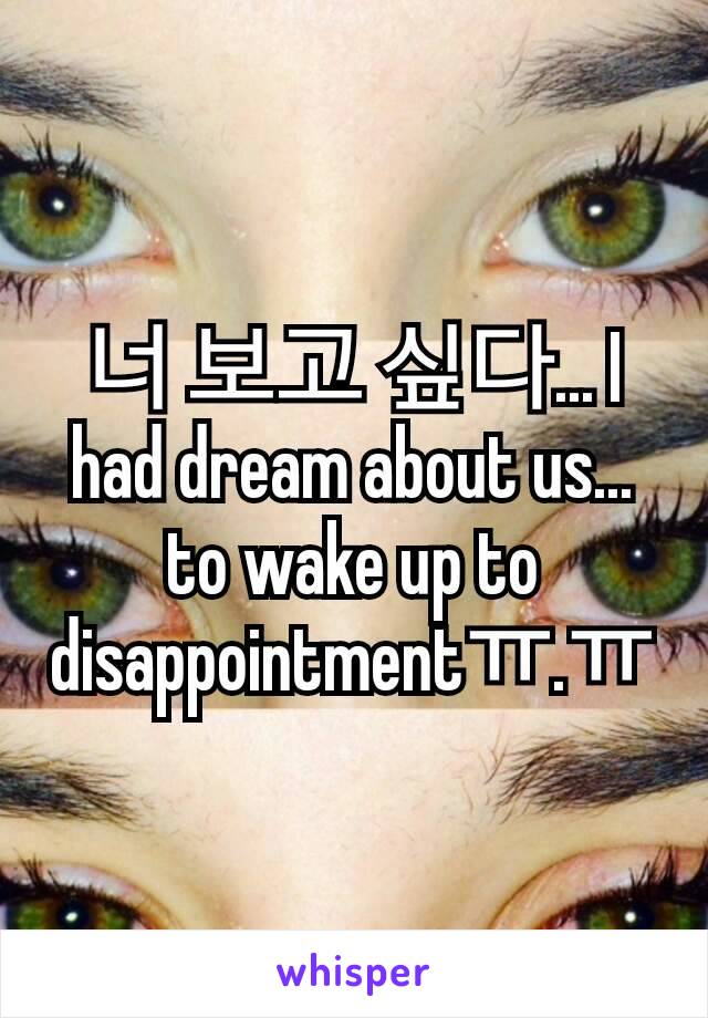 너 보고 싶다... I had dream about us... to wake up to disappointmentㅠ.ㅠ