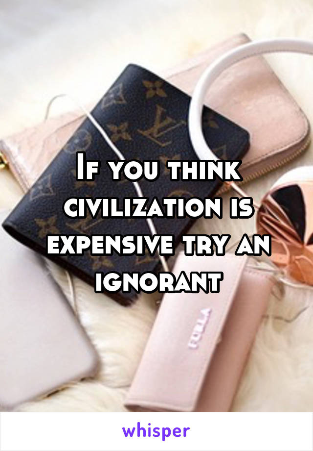 If you think civilization is expensive try an ignorant