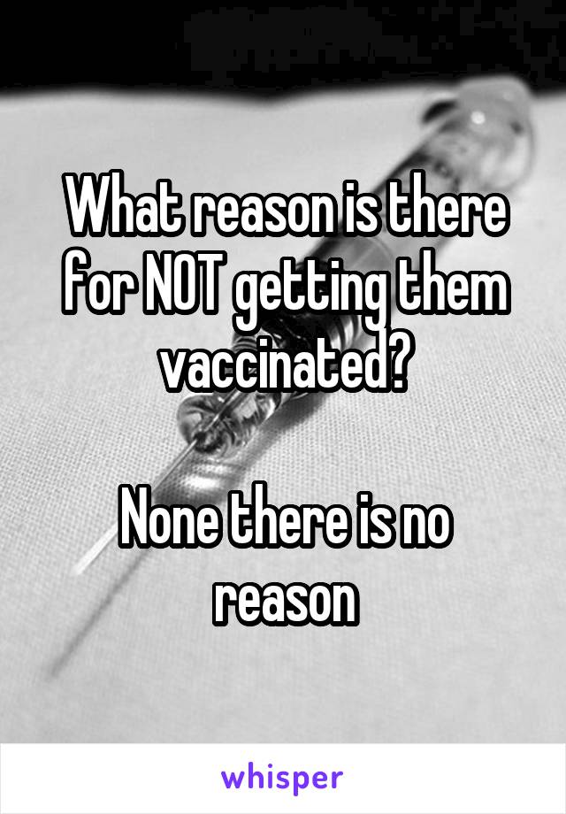 What reason is there for NOT getting them vaccinated?

None there is no reason