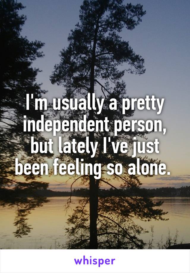 I'm usually a pretty independent person, but lately I've just been feeling so alone. 