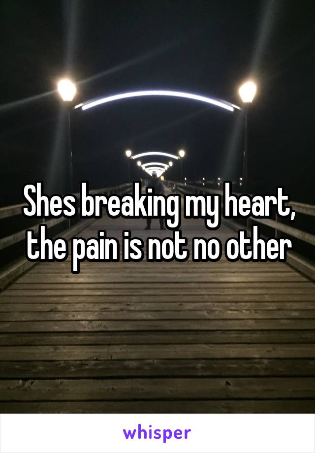 Shes breaking my heart, the pain is not no other