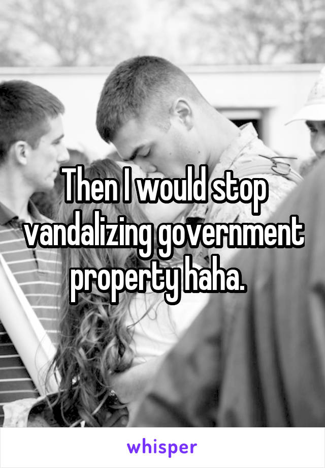 Then I would stop vandalizing government property haha.  