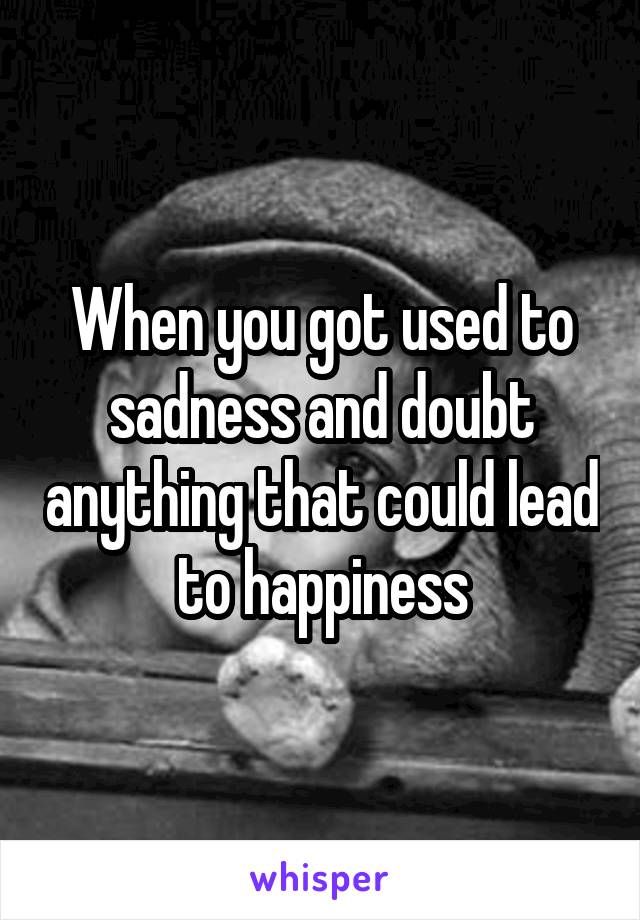 When you got used to sadness and doubt anything that could lead to happiness