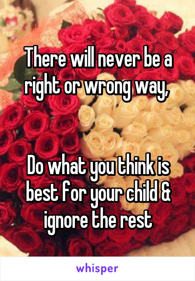 There will never be a right or wrong way, 


Do what you think is best for your child & ignore the rest