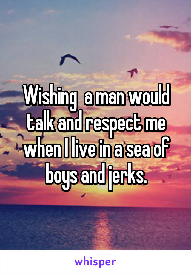 Wishing  a man would talk and respect me when I live in a sea of boys and jerks.