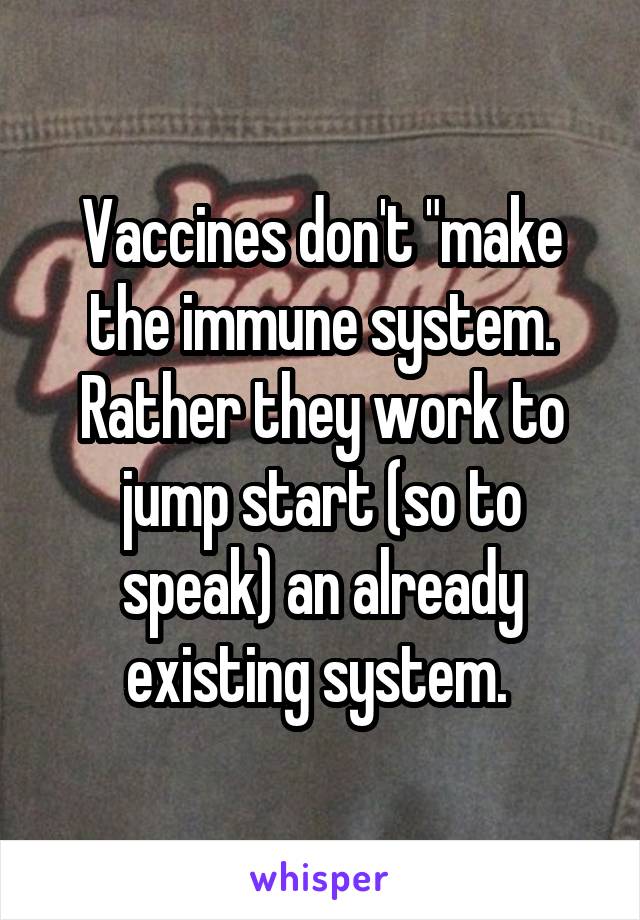 Vaccines don't "make the immune system. Rather they work to jump start (so to speak) an already existing system. 