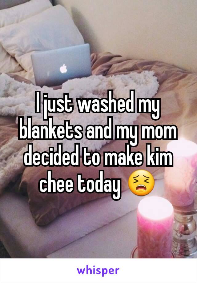 I just washed my blankets and my mom decided to make kim chee today 😣