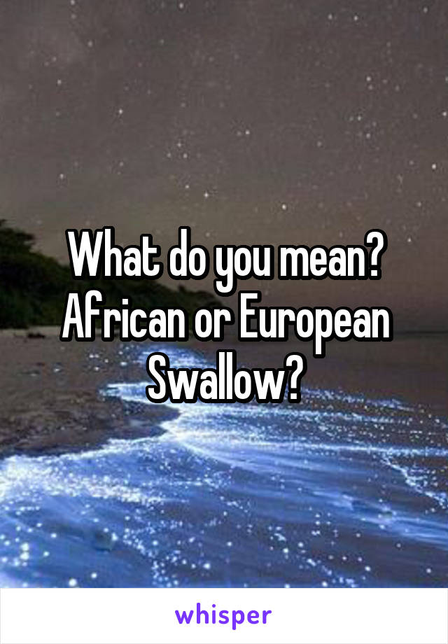 What do you mean? African or European Swallow?