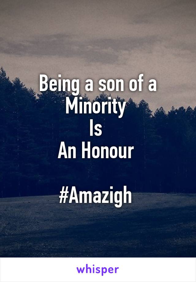 Being a son of a Minority 
Is 
An Honour 

#Amazigh 