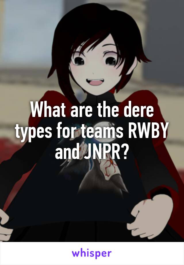 What are the dere types for teams RWBY and JNPR?