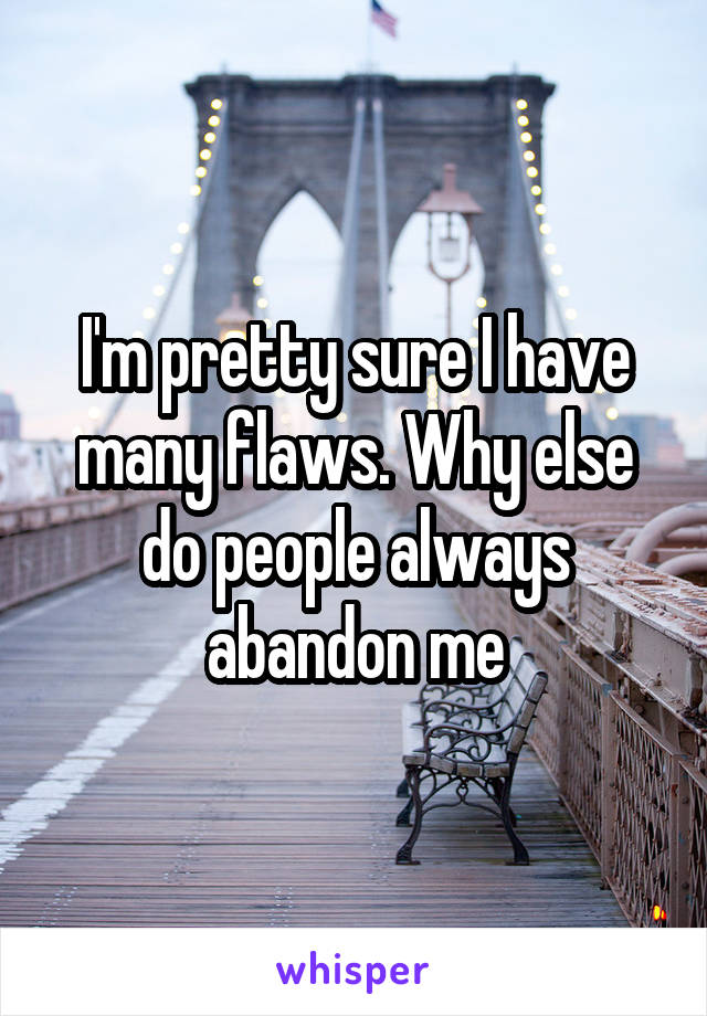 I'm pretty sure I have many flaws. Why else do people always abandon me