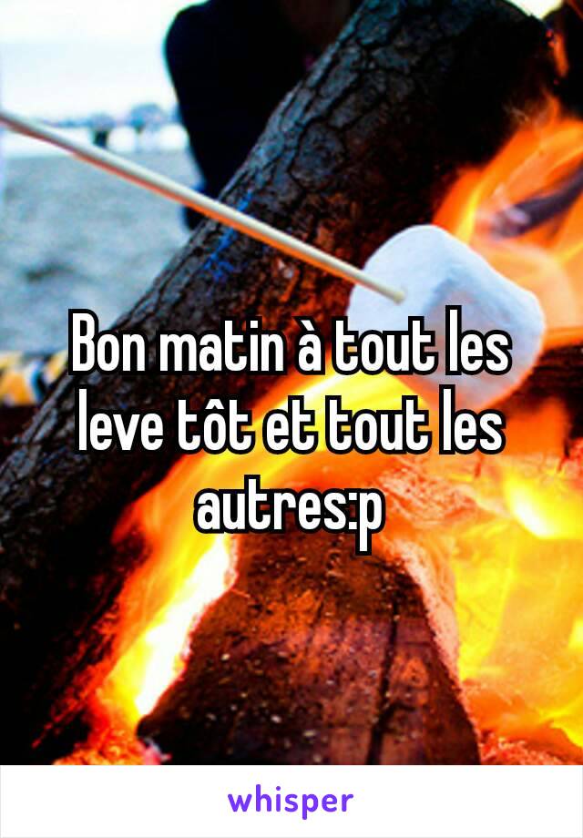 Bon matin à tout les leve tôt et tout les autres:p