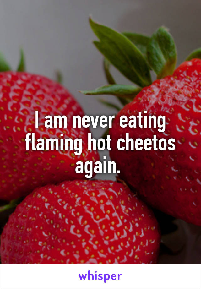 I am never eating flaming hot cheetos again. 