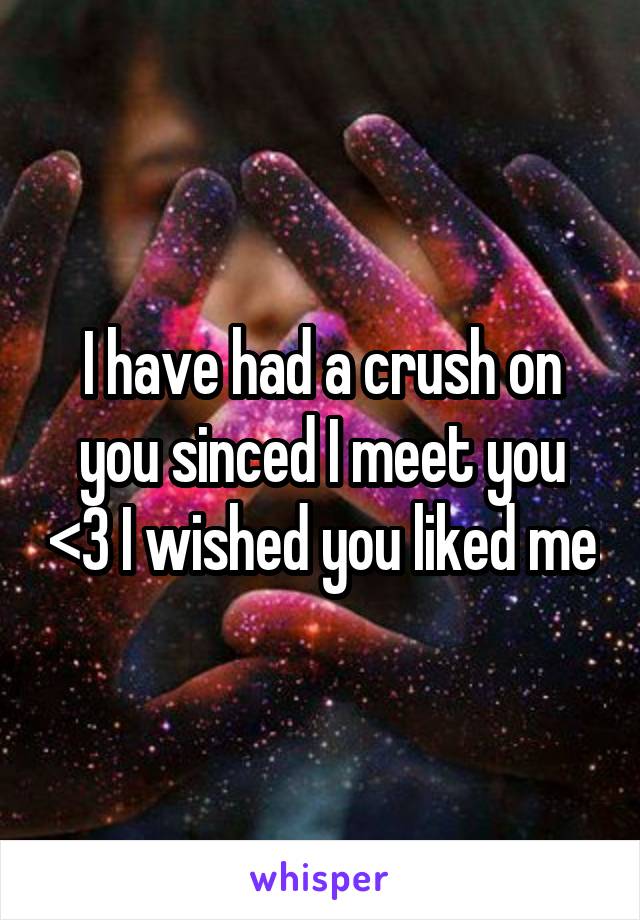 I have had a crush on you sinced I meet you <3 I wished you liked me