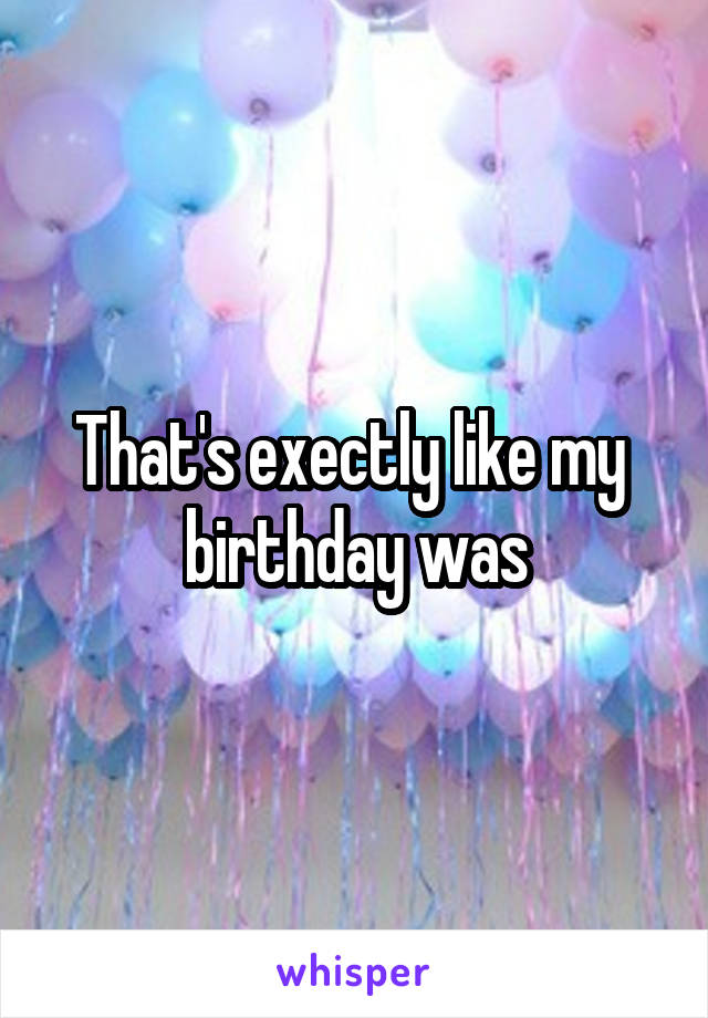 That's exectly like my  birthday was