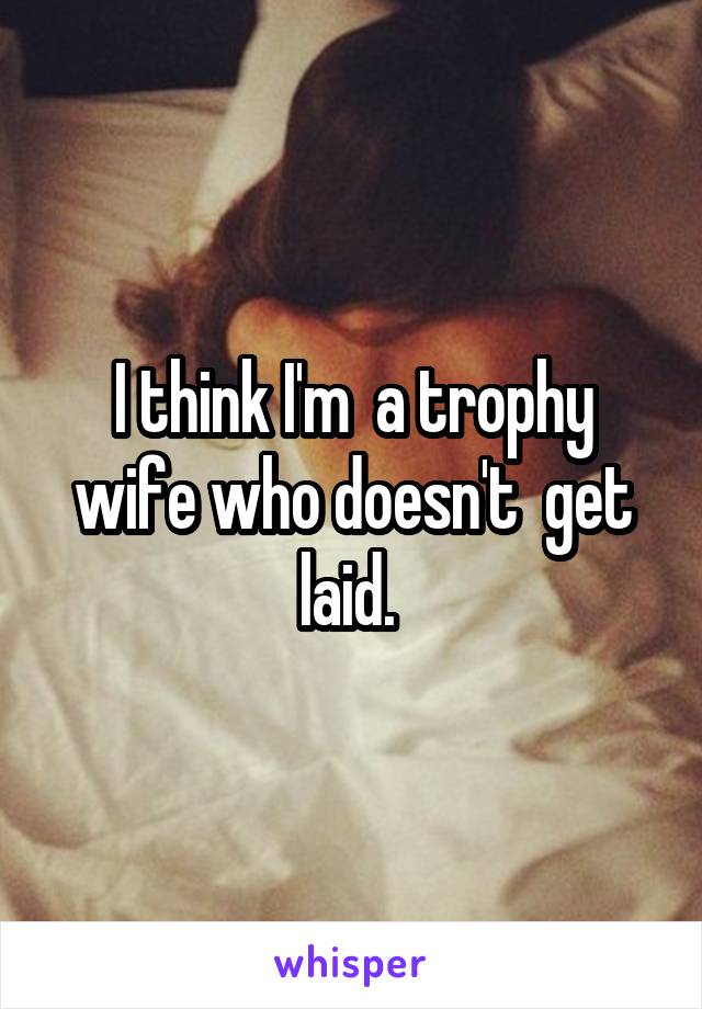 I think I'm  a trophy wife who doesn't  get laid. 