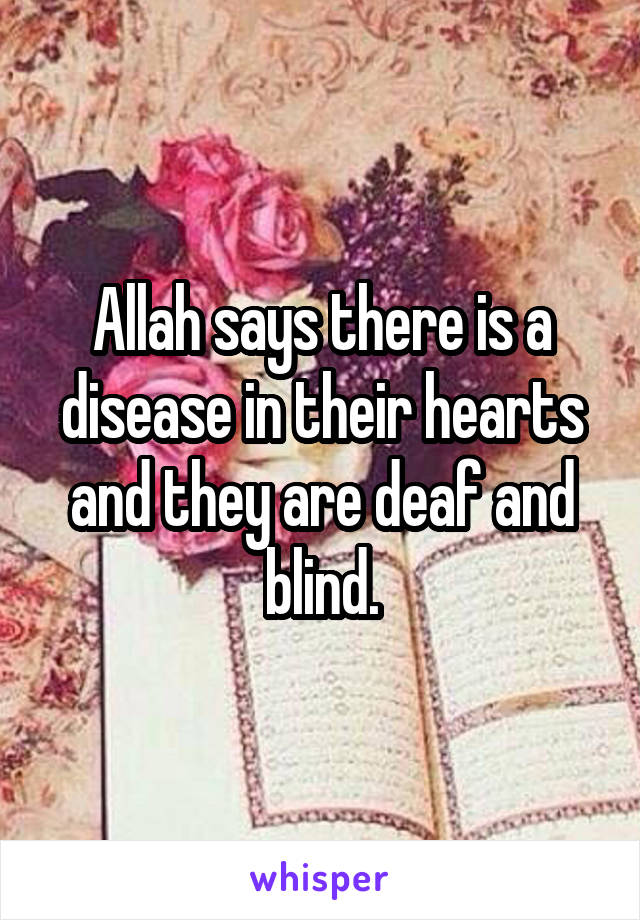 Allah says there is a disease in their hearts and they are deaf and blind.