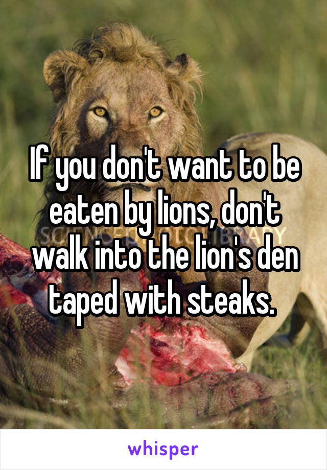 If you don't want to be eaten by lions, don't walk into the lion's den taped with steaks. 