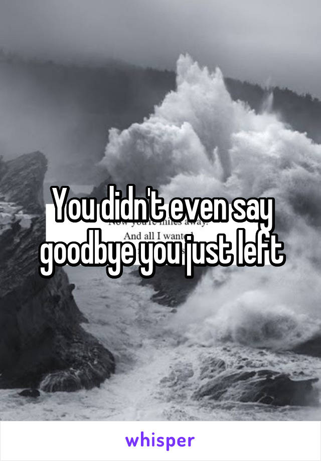 You didn't even say goodbye you just left