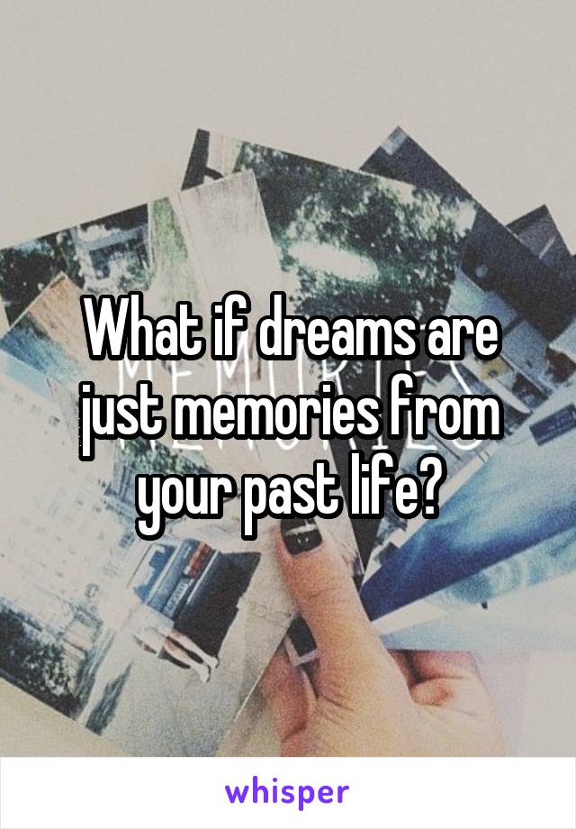 What if dreams are just memories from your past life?