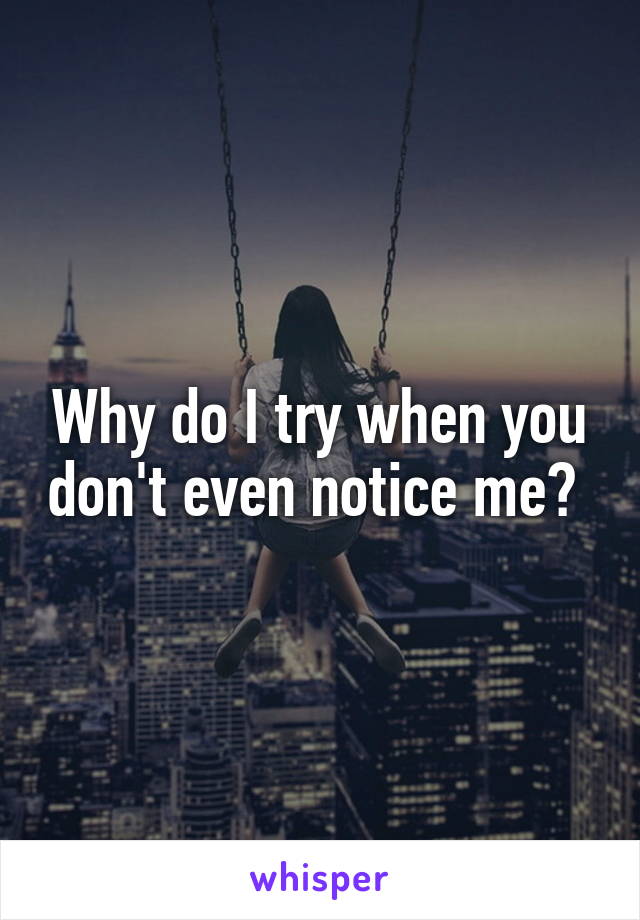 Why do I try when you don't even notice me? 