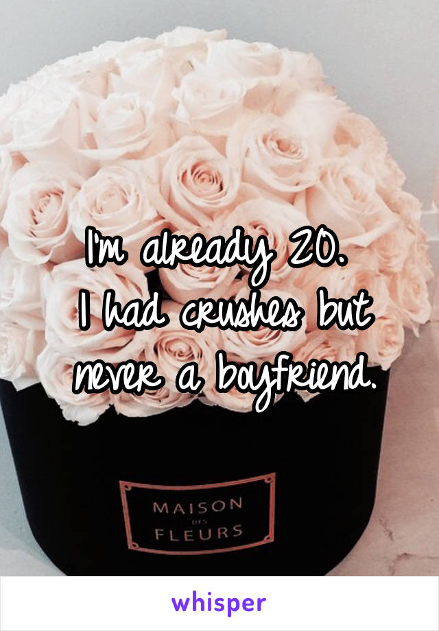 I'm already 20. 
I had crushes but never a boyfriend.