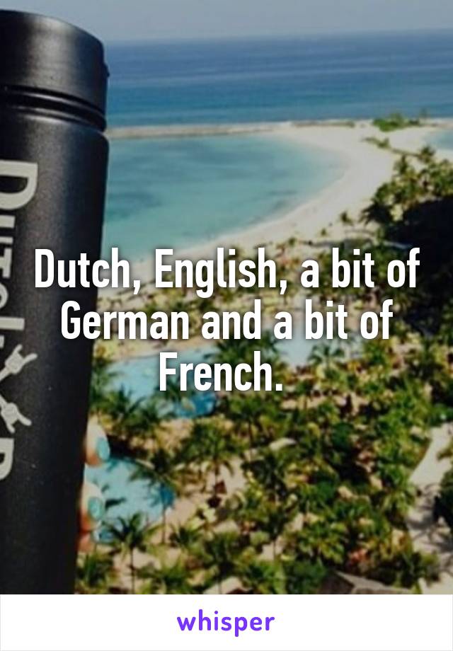 Dutch, English, a bit of German and a bit of French. 