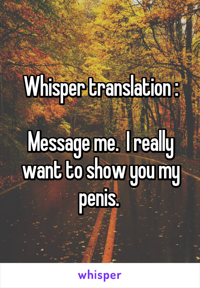 Whisper translation :

Message me.  I really want to show you my penis. 