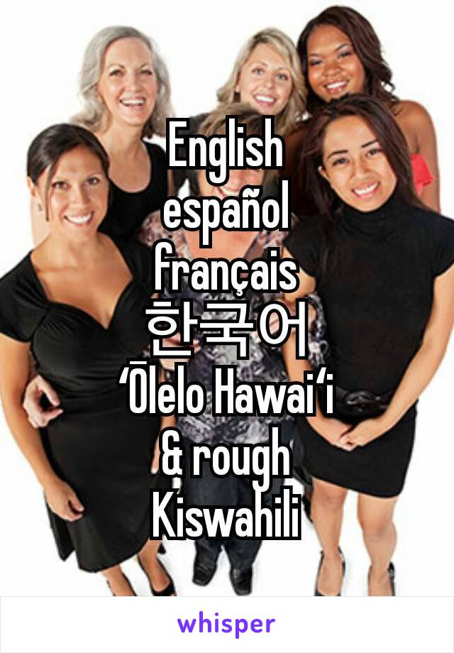 English
español
français
한국어
ʻŌlelo Hawaiʻi
& rough
Kiswahili