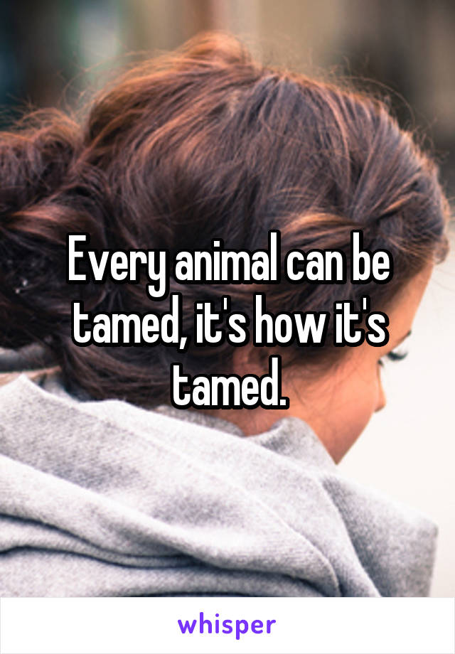 Every animal can be tamed, it's how it's tamed.