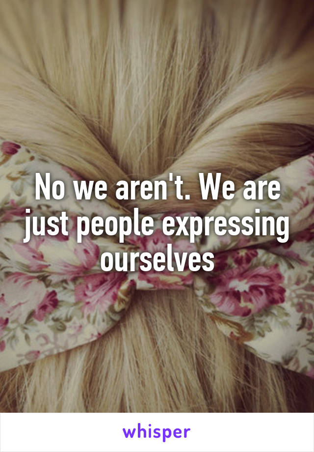 No we aren't. We are just people expressing ourselves