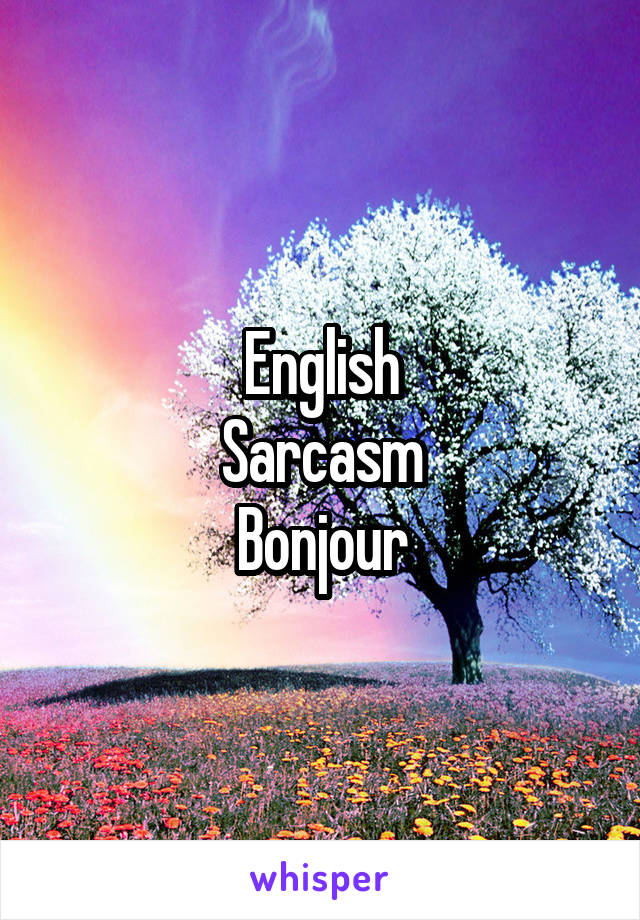 English
Sarcasm
Bonjour